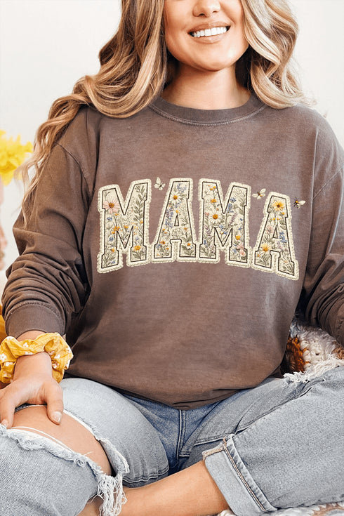 Buzzing Blooms Mama Comfort Colors Heavyweight Long T-Shirt