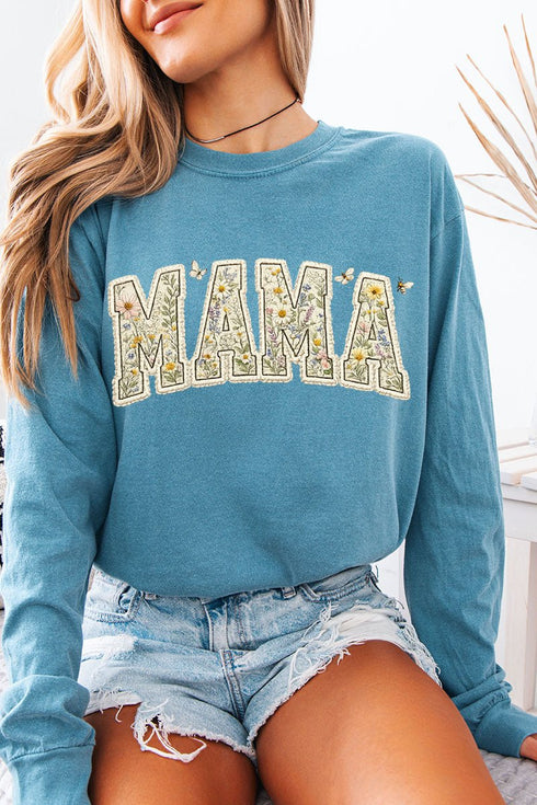 Buzzing Blooms Mama Comfort Colors Heavyweight Long T-Shirt