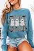 Spooky Season Gingham & Ghosts Comfort Colors Heavyweight Long T-Shirt
