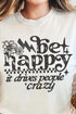 Black Be Happy Comfort Colors Heavyweight Long T-Shirt