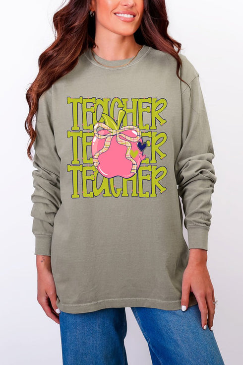 Apple For The Teacher Comfort Colors Heavyweight Long T-Shirt
