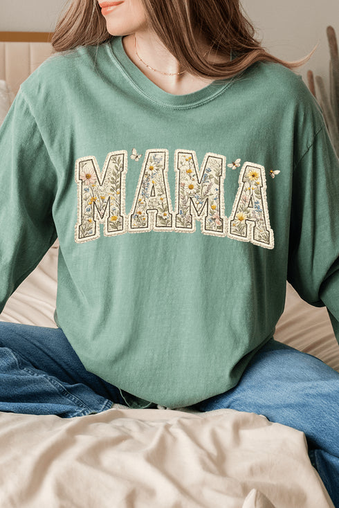 Buzzing Blooms Mama Comfort Colors Heavyweight Long T-Shirt