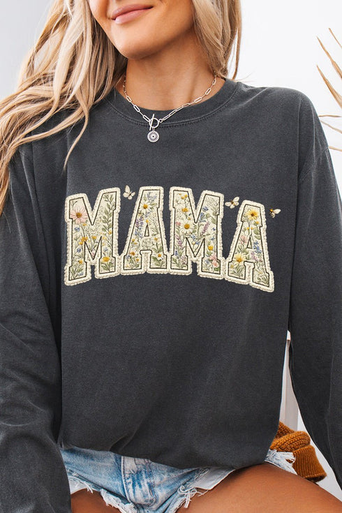 Buzzing Blooms Mama Comfort Colors Heavyweight Long T-Shirt