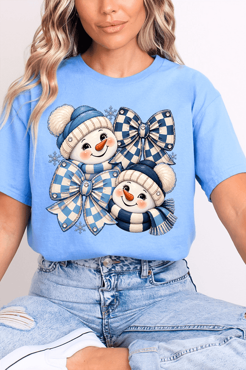 Winter Check Snowmen Softstyle Adult T-Shirt