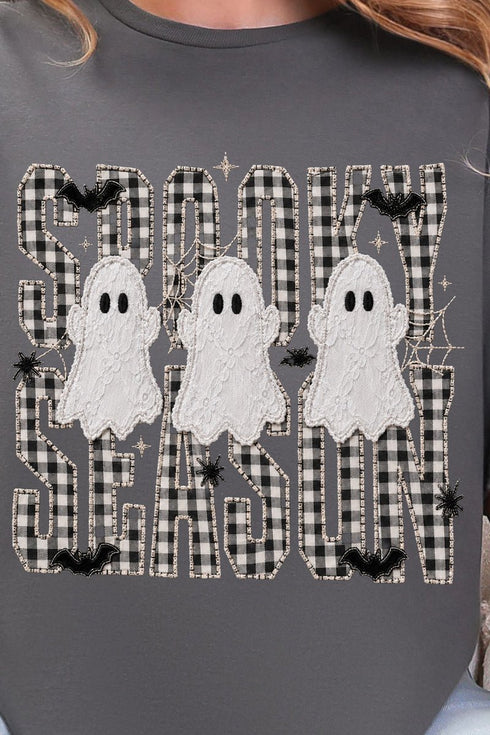 Spooky Season Gingham & Ghosts Softstyle Adult T-Shirt