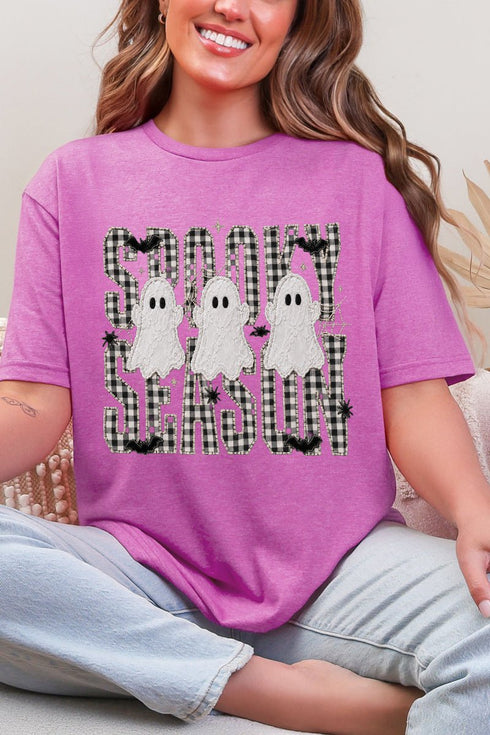 Spooky Season Gingham & Ghosts Softstyle Adult T-Shirt