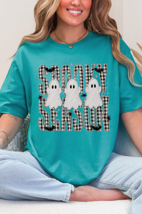 Spooky Season Gingham & Ghosts Softstyle Adult T-Shirt