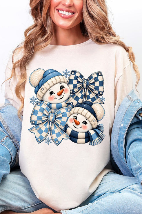 Winter Check Snowmen Softstyle Adult T-Shirt