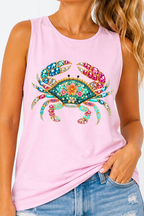 Seaside Sparkle Crab Comfort Colors Cotton Tank Top