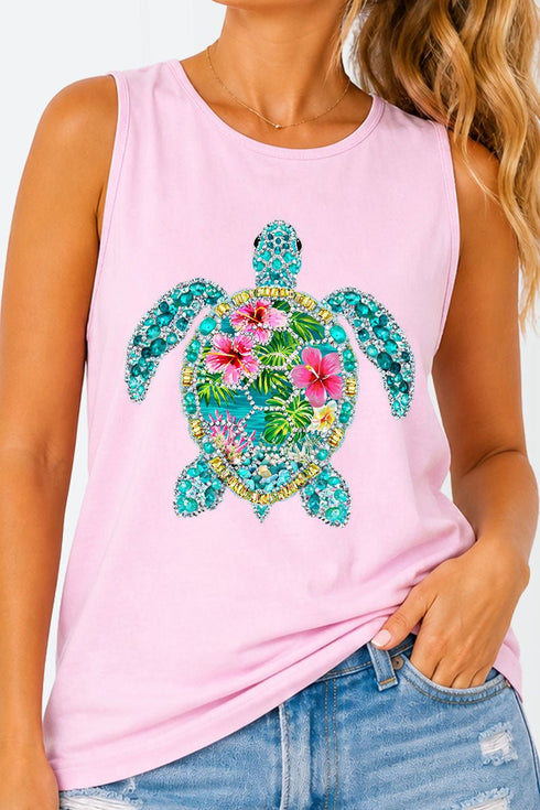 Seaside Sparkle Turtle Comfort Colors Cotton Tank Top