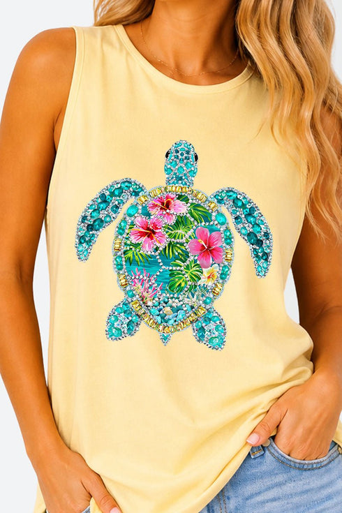 Seaside Sparkle Turtle Comfort Colors Cotton Tank Top