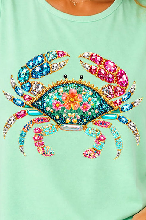 Seaside Sparkle Crab Comfort Colors Cotton Tank Top