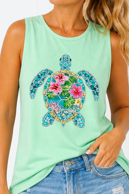 Seaside Sparkle Turtle Comfort Colors Cotton Tank Top