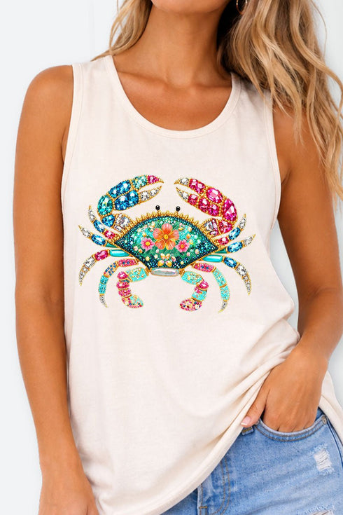 Seaside Sparkle Crab Comfort Colors Cotton Tank Top