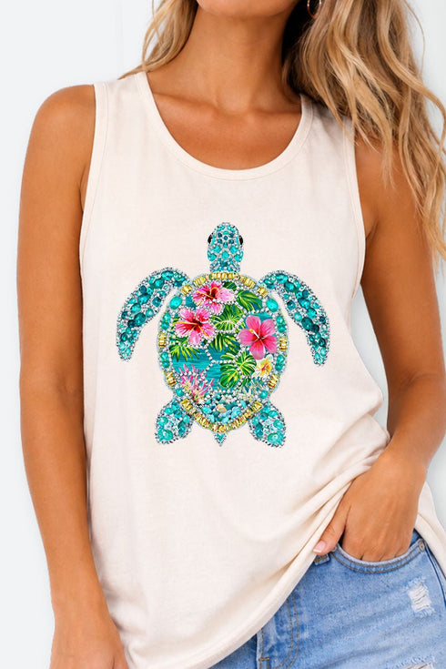 Seaside Sparkle Turtle Comfort Colors Cotton Tank Top