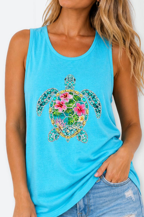 Seaside Sparkle Turtle Comfort Colors Cotton Tank Top