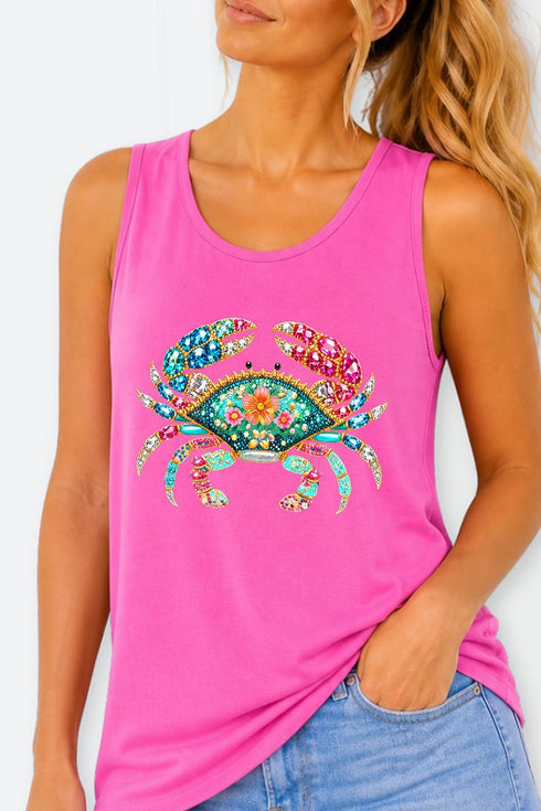 Seaside Sparkle Crab Comfort Colors Cotton Tank Top