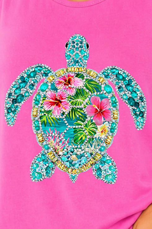 Seaside Sparkle Turtle Comfort Colors Cotton Tank Top