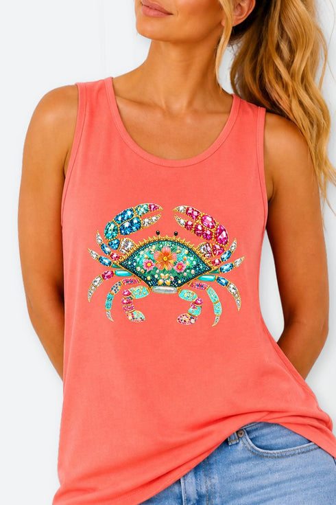 Seaside Sparkle Crab Comfort Colors Cotton Tank Top