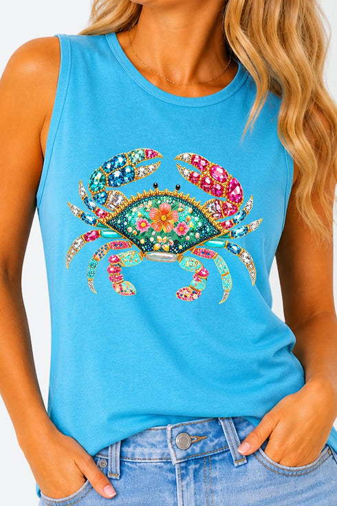 Seaside Sparkle Crab Comfort Colors Cotton Tank Top