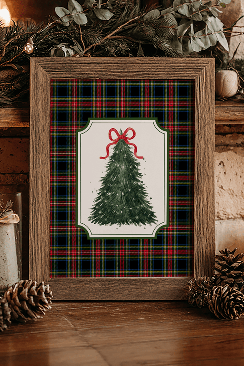 Preppy Plaid Christmas Tree Ready To Frame Print