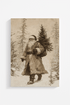 Vintage Santa In The Woods Ready To Frame Print