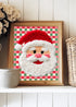 Checkered Cheer Faux Yarn Santa Ready To Frame Canvas Print