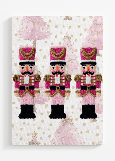 Pinkmas Trees Faux Yarn Holiday Guard Ready To Frame Canvas Print