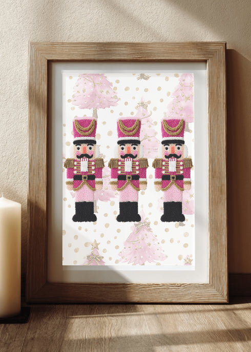 Pinkmas Trees Faux Yarn Holiday Guard Ready To Frame Canvas Print
