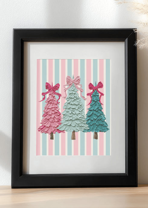Sweet Stripes The Painted Trio Trees Ready To Frame Canvas Print
