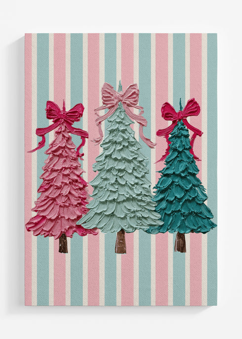 Sweet Stripes The Painted Trio Trees Ready To Frame Canvas Print