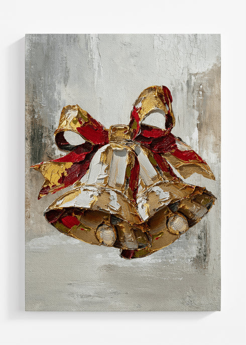 The Painted Rustic Christmas Bells Ready To Frame Canvas Print