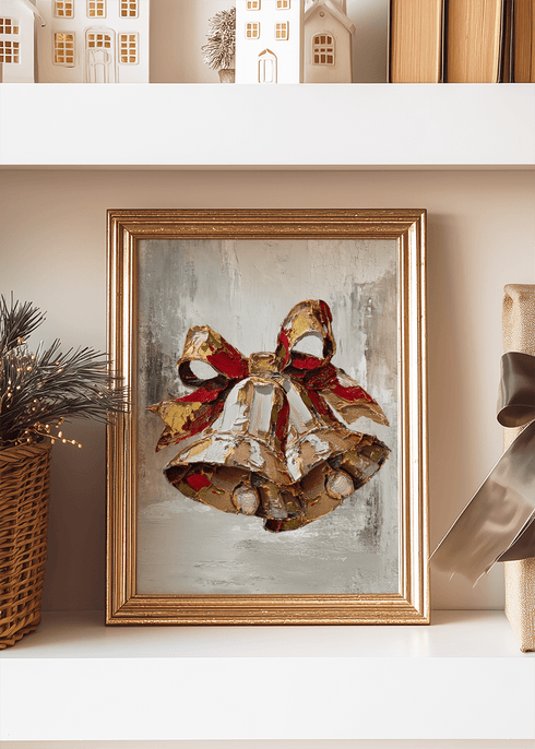 The Painted Rustic Christmas Bells Ready To Frame Canvas Print