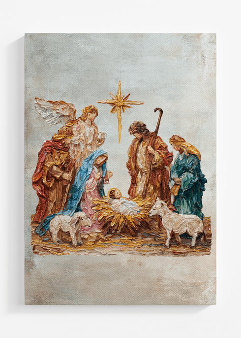 The Painted Timeless Nativity Ready To Frame Canvas Print