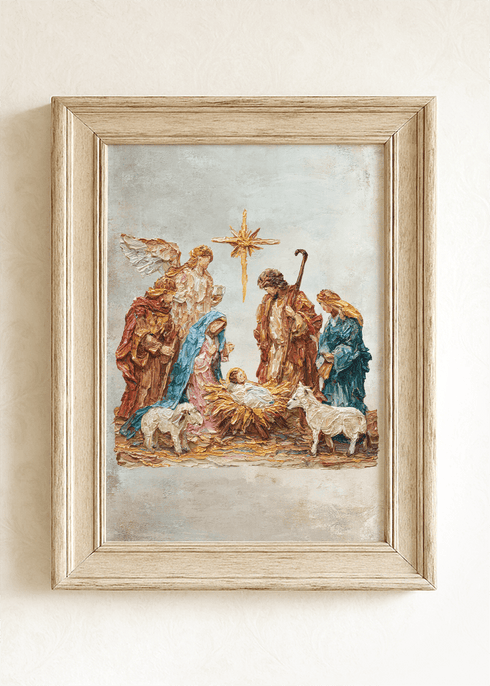The Painted Timeless Nativity Ready To Frame Canvas Print