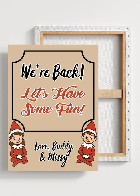 Personalized Elf Mischief Memo Stretched Canvas Print *Customize with Elf Names