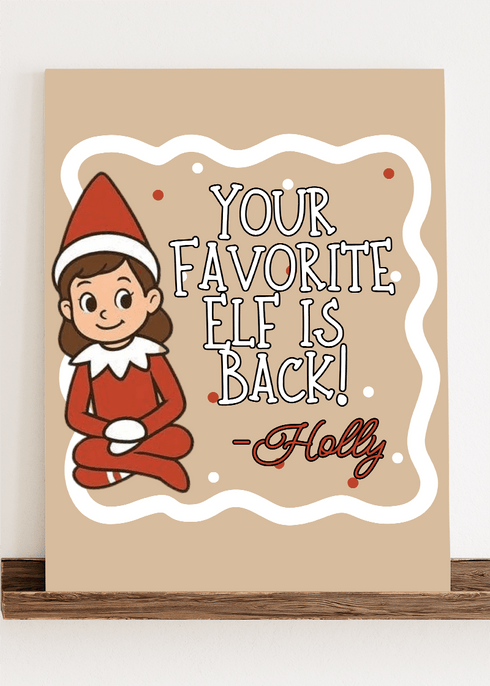 Personalized Favorite Elf Note Stretched Canvas Print *Customize with Elf Name