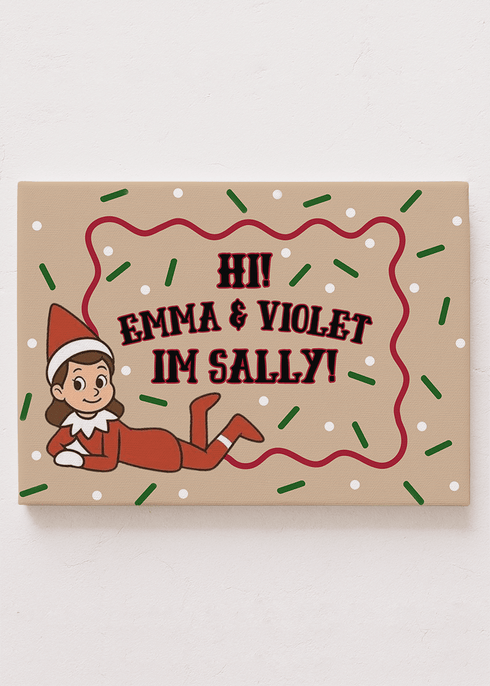 Personalized Merry Little Elf Message Stretched Canvas Print *Customize with Children and Elf Names
