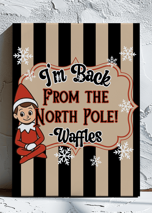 Personalized North Pole Notice Elf Stretched Canvas Print *Customize with Elf Name