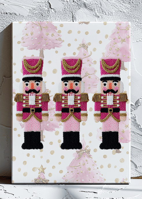 Pinkmas Trees Faux Yarn Holiday Guard Stretched Canvas Print