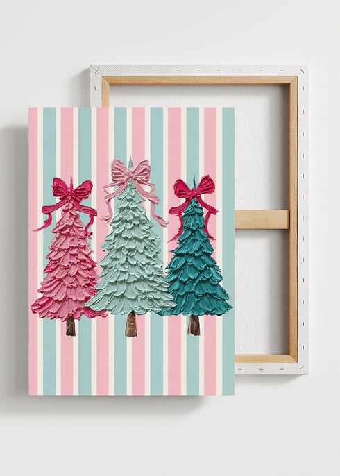 Sweet Stripes The Painted Trio Trees Stretched Canvas Print