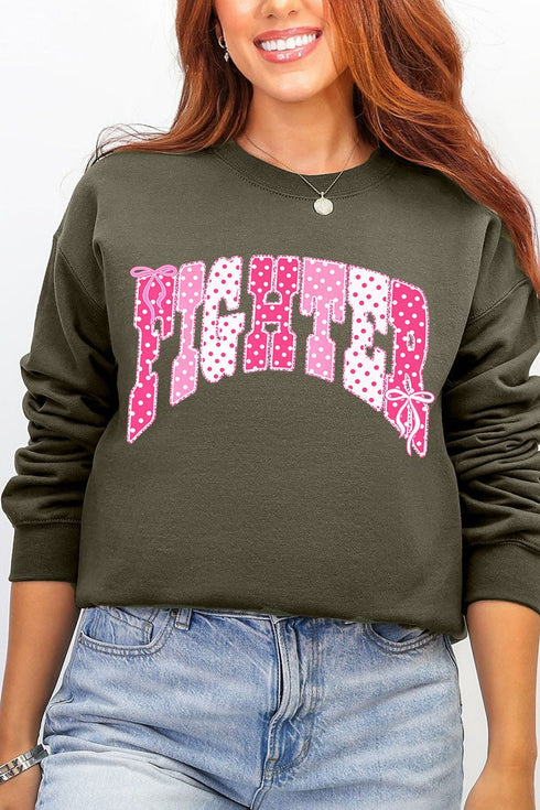Pink Polka Pop Fighter Ecosmart Crewneck Sweatshirt