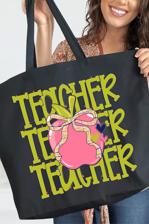 Apple For The Teacher Canvas Jumbo Tote