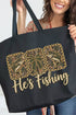 He's Fishing Canvas Jumbo Tote