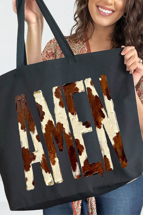 Painted Cow Amen Canvas Jumbo Tote