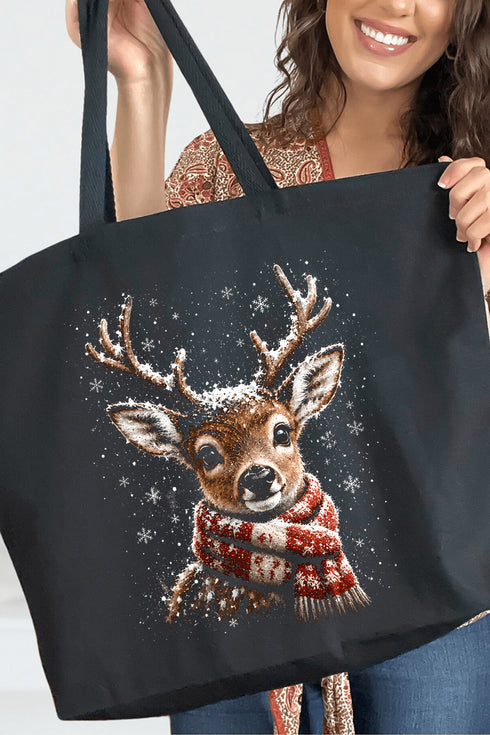 Snow Kissed Reindeer Canvas Jumbo Tote