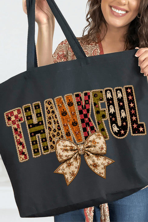 Thankful Fall Spirit Canvas Jumbo Tote
