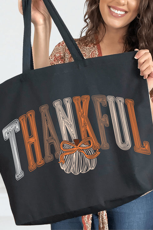 Thankful Sketch Canvas Jumbo Tote