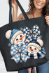 Winter Check Snowmen Canvas Jumbo Tote