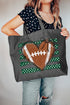 Green Football Sweetheart Canvas Jumbo Tote